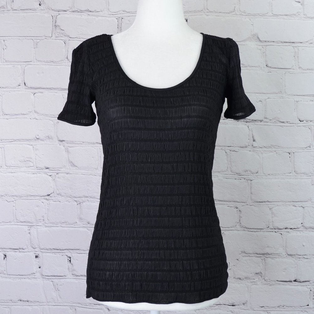 ARMANI Body Skimming Textured Scoop Neck Top